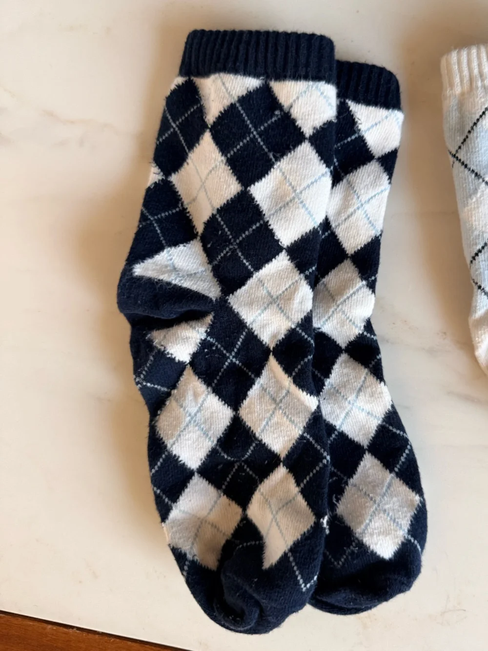 Gymboree Boys 2 pairs of Argyle Socks - Navy & Green white & light blue